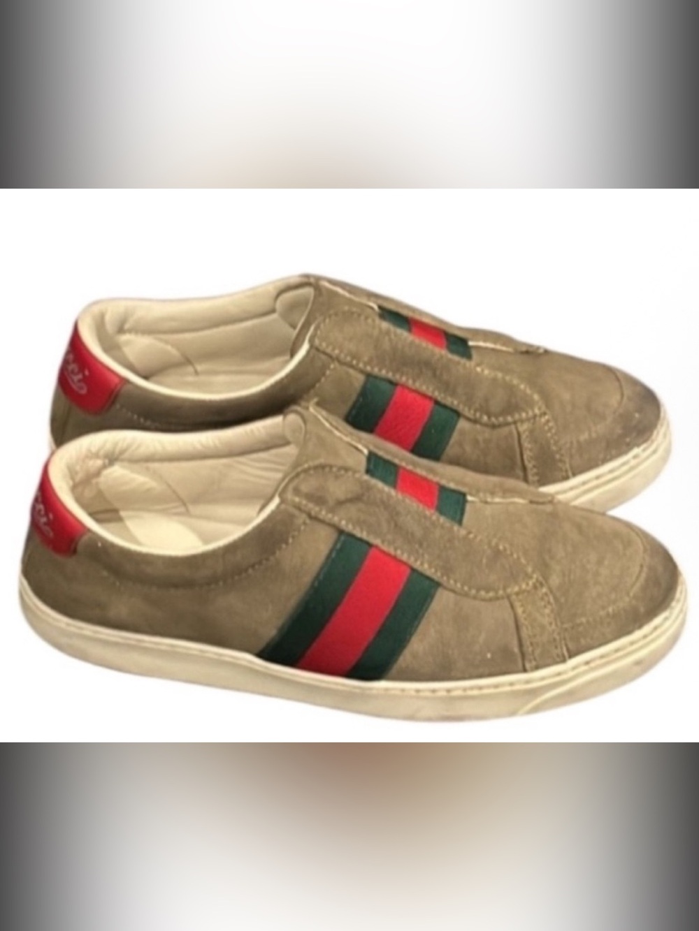 Authentic Gucci luxury designer signature Web suede leather slip on sneakers 13 - Picture 2 of 16